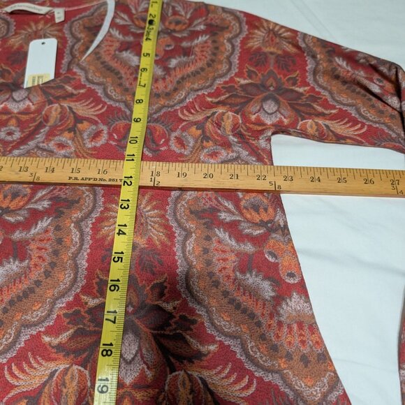 Soft Surroundings XL Paisley Print Long Sleeve Top Rust/Orange Polyester/Spandex - Picture 7 of 15